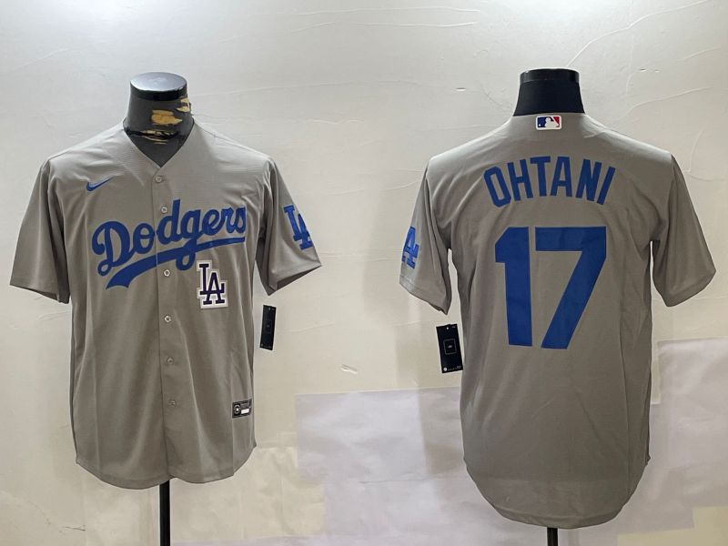 Men Los Angeles Dodgers #17 Ohtani Grey Game 2024 Nike MLB Jersey style 11207